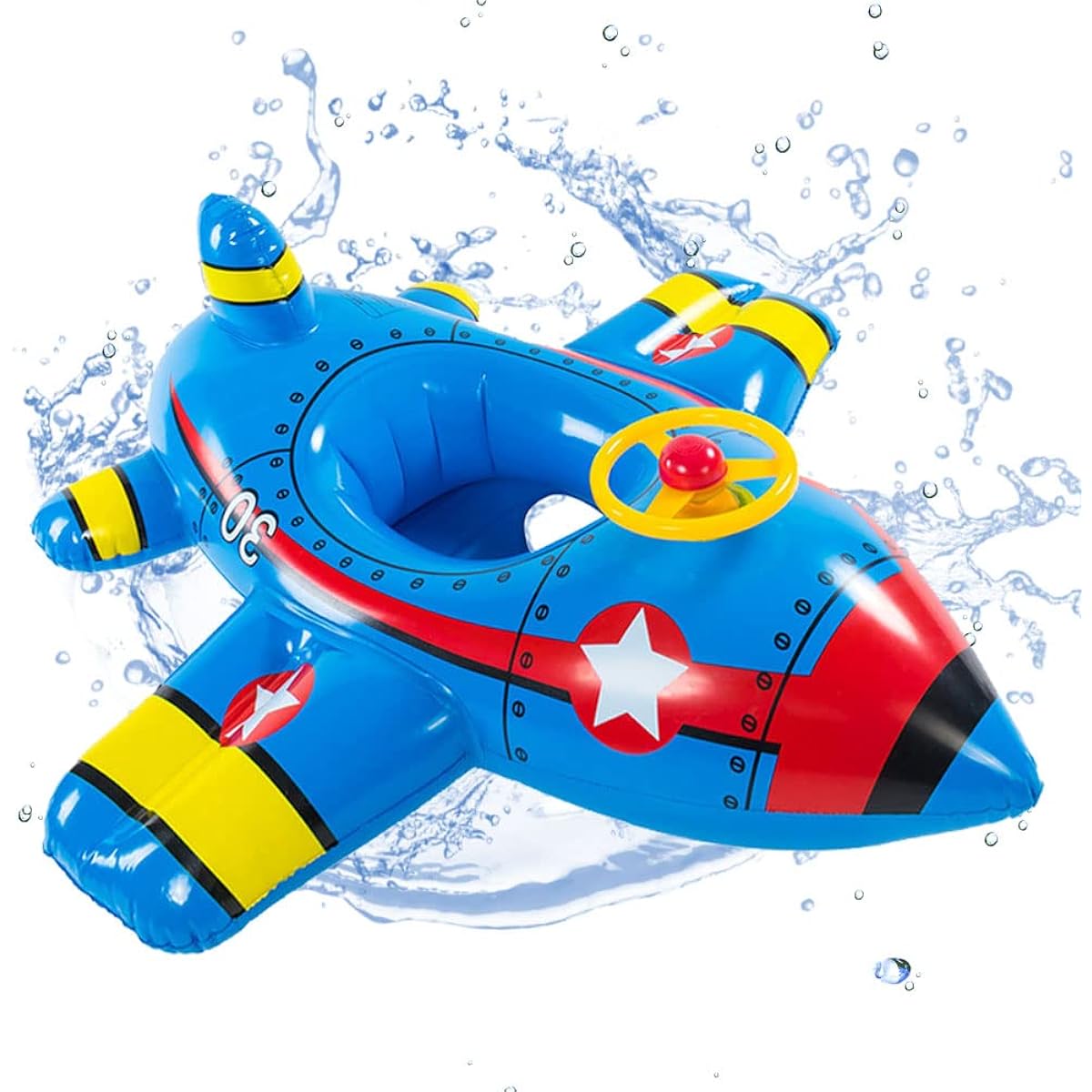 Growinlove Baby Pool Float Inflatable Airplane - Baby Floats with Handle and Horn, Swimming Floats Water Toys for Kids Summer Fun