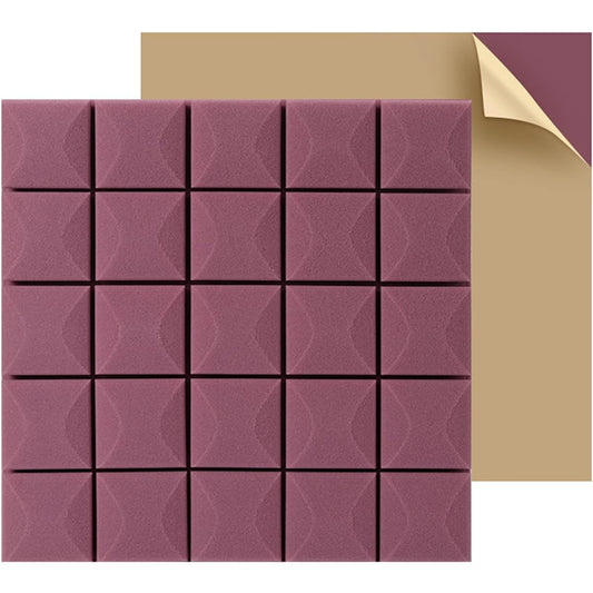 Anti-Noise 10pcs Acoustic Foam Tile Panels, Self-Adhesive Soundproof Foam Panels, Fire Retardant Acoustic Foam Wedge Tiles Bar KTV Soundproof Foam (Grey 50*50*6cm) (Grey