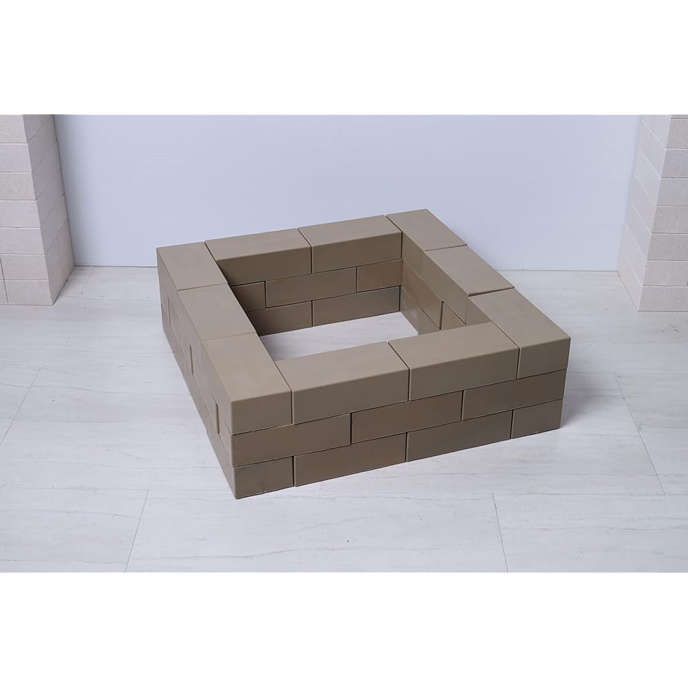 YPC Made in Japan Brick Block Gardening Flowerbed Gardening Lightweight Ren Block Garden Kit Set of 30 Khaki