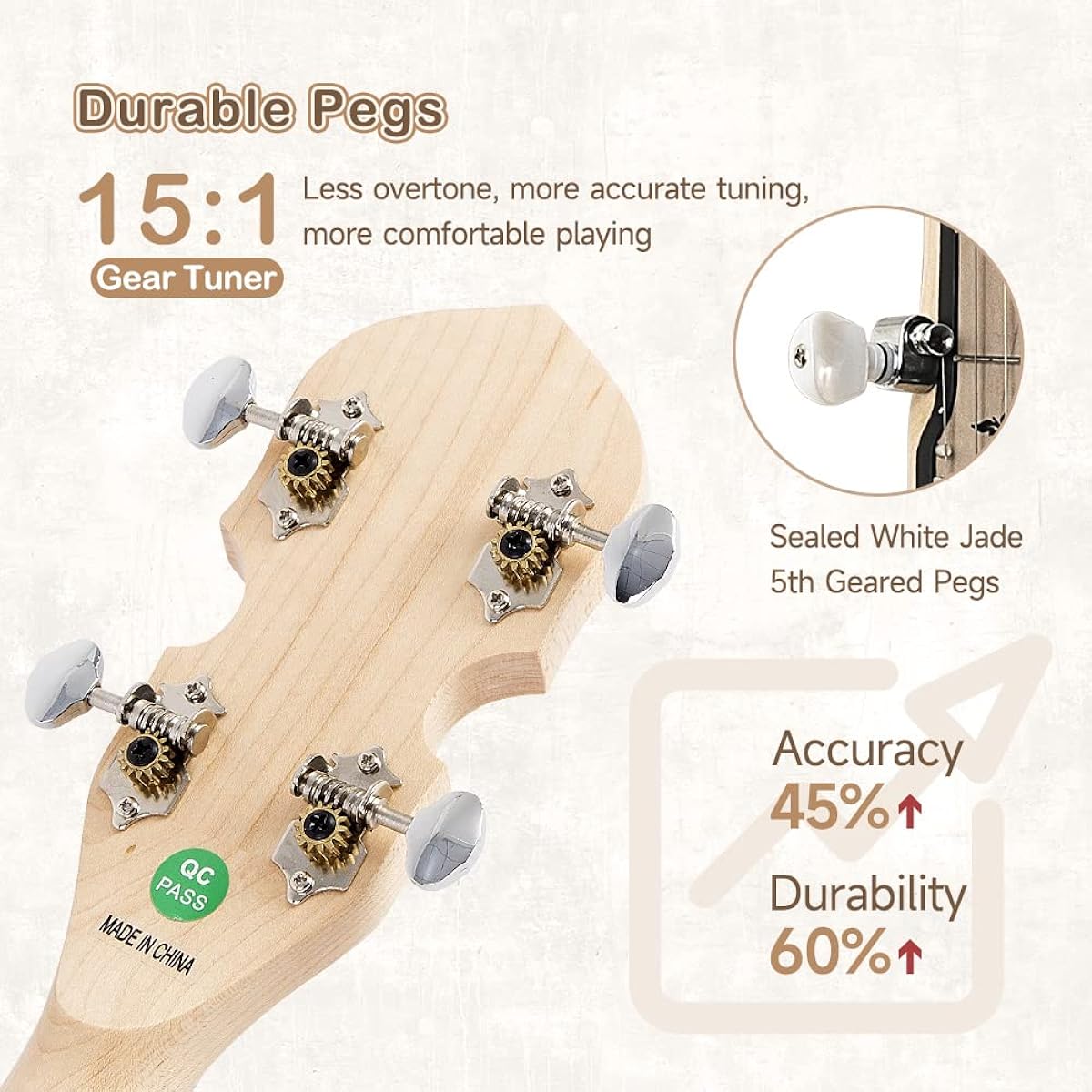 Mulucky 5 String Banjo, Full Size, with 24 Brackets, Open Back, Maple Banjo with Remo Head, 5th Tuner with Gears, Gift Package with Beginner Kit - MB1101