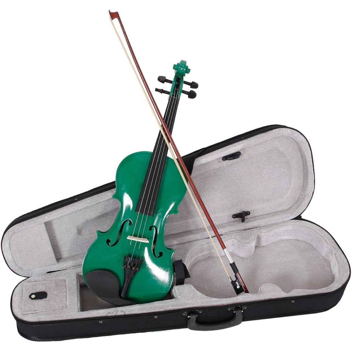 Acoustic Violin, Solid Wood Fiddle with Bow Case Rosin, String Instrument Violin Beginner Adult Boys Girls Children (4/4-Green)