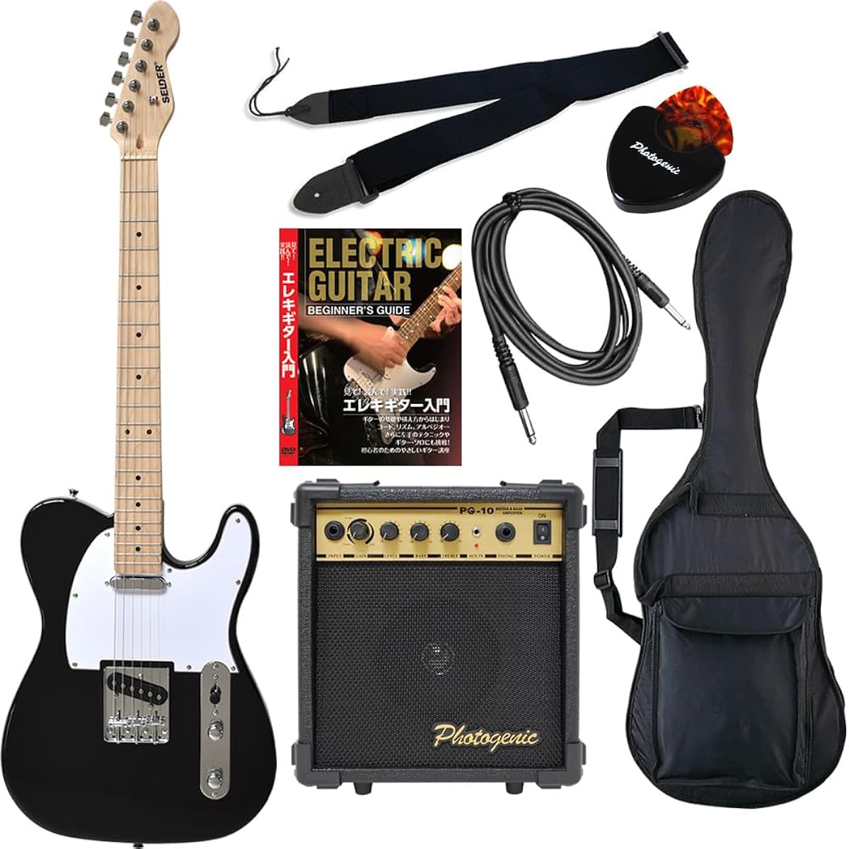 SELDER Electric Guitar Telecaster Type TL-17/BK Black Beginner's 7-Piece Set