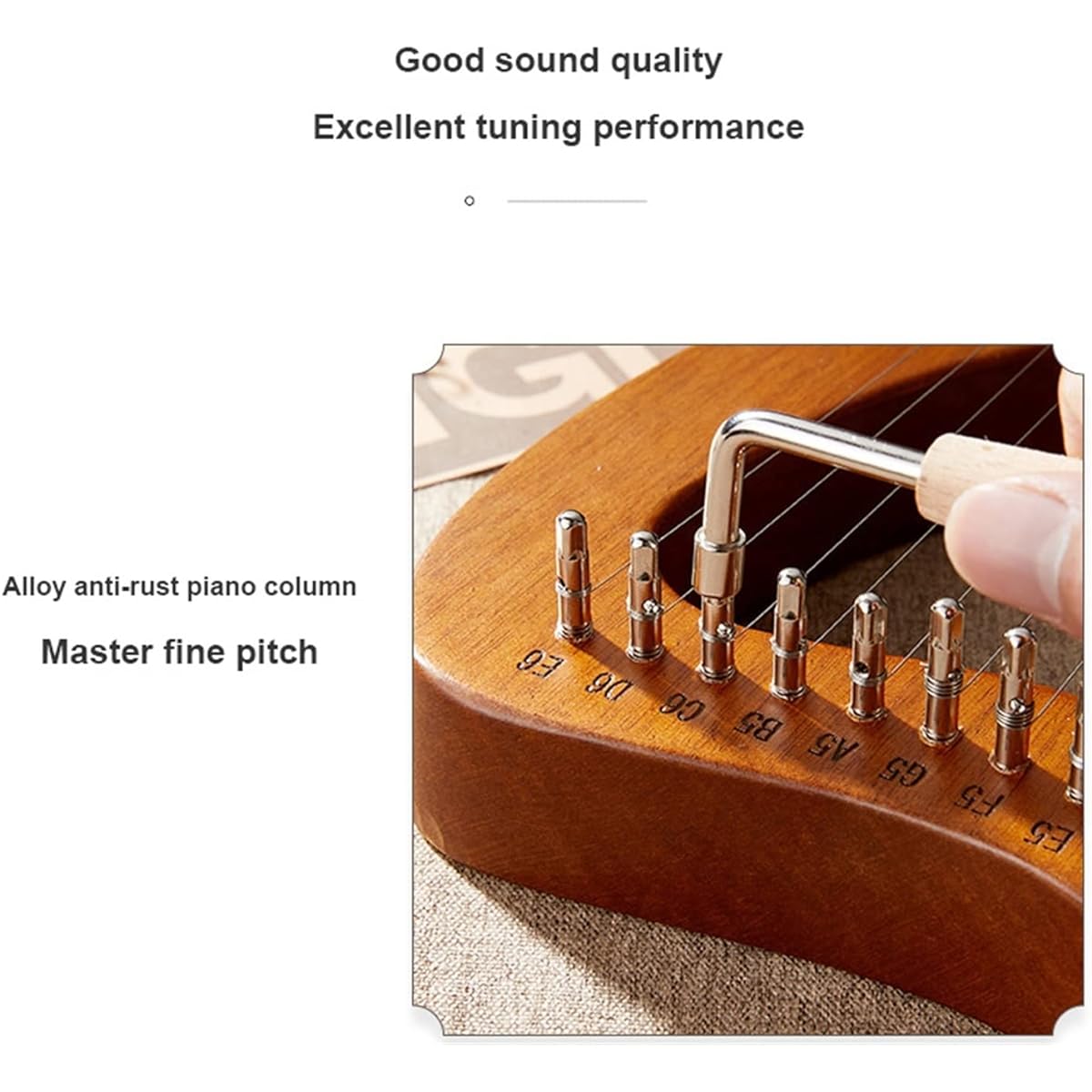 WowZza Harp Lyra Harp Wooden Beginner Instrument with Tools/Strings