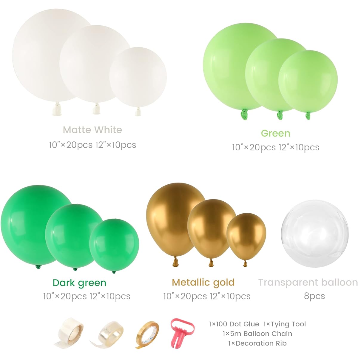 Fruit Green Gold White Balloon Kit Dark Green Light Green Gold Confetti Balloon Arch Lucky Summer Party Jungle Theme Party Wild One Baby Shower Favors Safari Birthday Decorations