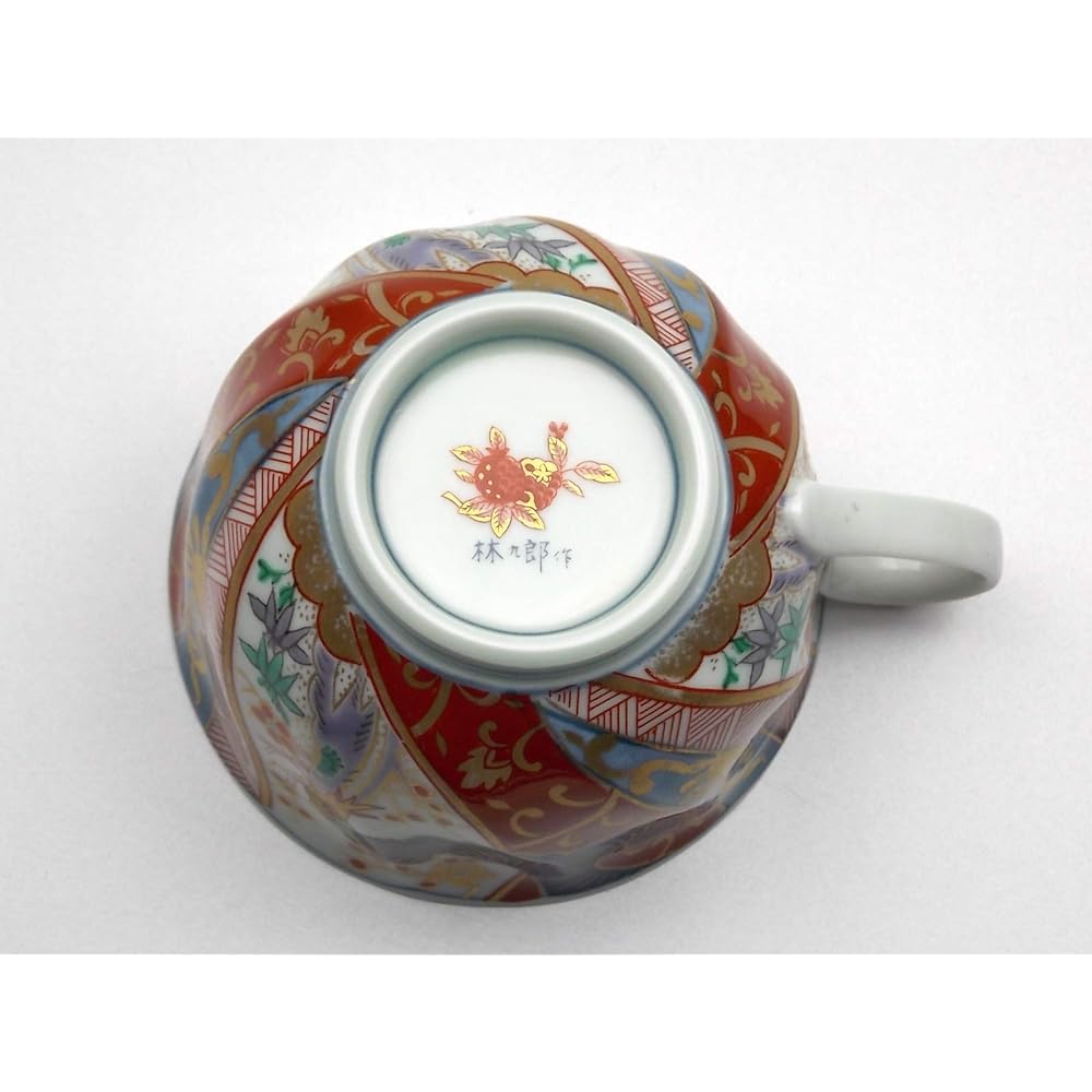 Rinkurou Kiln Dyed Nishiki Torisori Shozui Coffee Bowl and Plate Ko-Imari Style Hasami Ware Mother's Day Father's Day