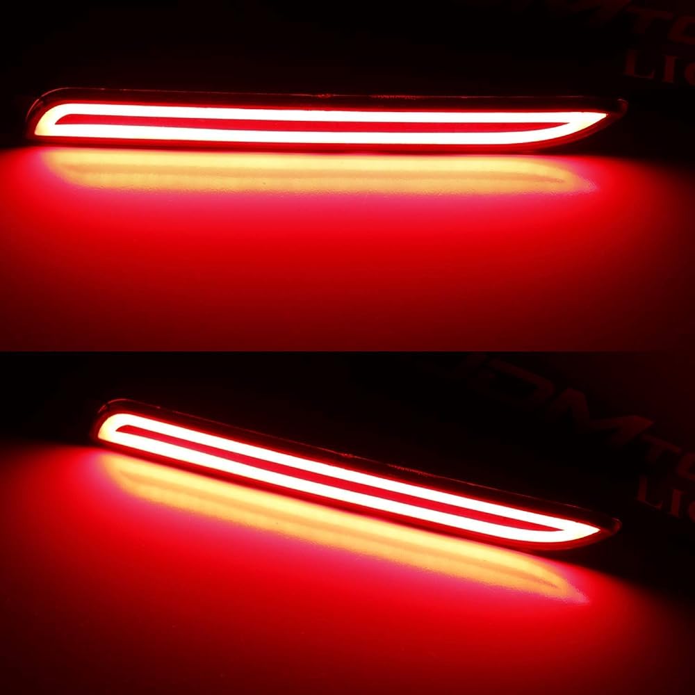 iJDMTOY (2) Lexus Tail Light Style Red 3D Optic Style LED Bumper Reflector Light Replacement for Lexus & Toyota Stock Bumper Reflective Lens