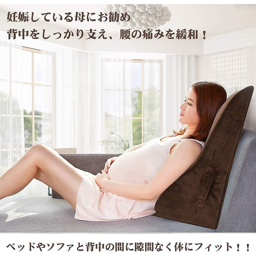Shinnwa High Resilience Cushion, Back Cushion, Over the Bed, Triangle Pillow, For GERD Esophagitis, Lumbar Support, Gift for Elderly People, Lumbar Pillow, For Bedtime, For Sleeping, For Reading,