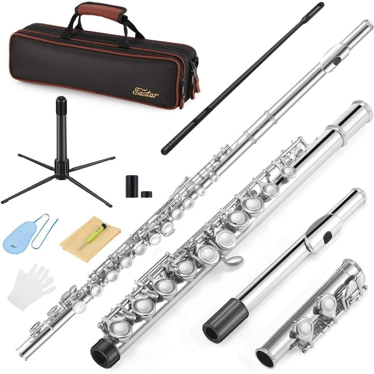 M24 Flute Covered Keys 16 Holes E Mechanism Offset Nickel Metal AZ