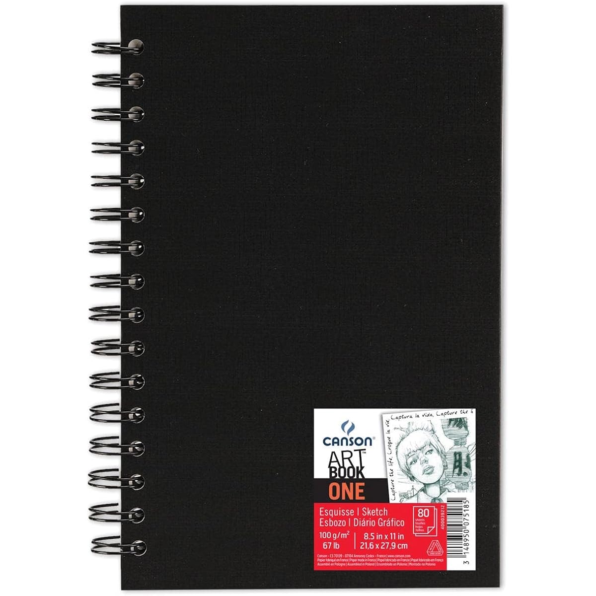 Canson ArtBook ONE - 21.6x27.9cm spiral bound sketchbook with 80 sheets of 100gsm drawing paper