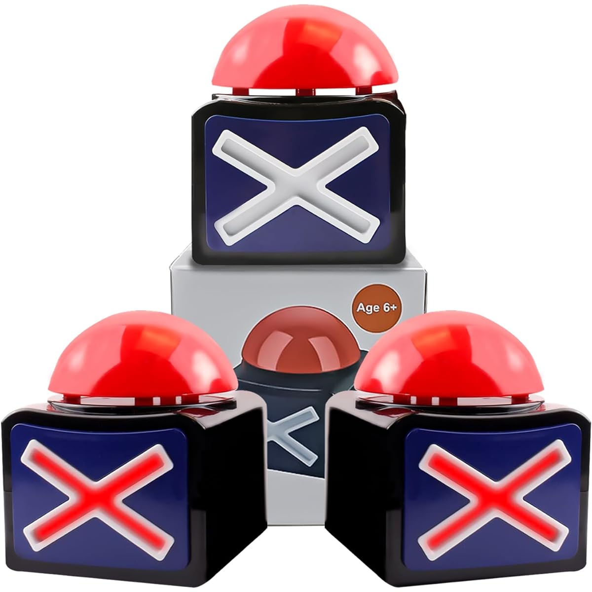 Talent Show Snatcher Competition Snatcher Sounding Squeeze Box - Game Answer Buzzer - Game Show Buzzer - Lights and Sound Trivia Quiz with Got Talent Buzzer (3 Pack)