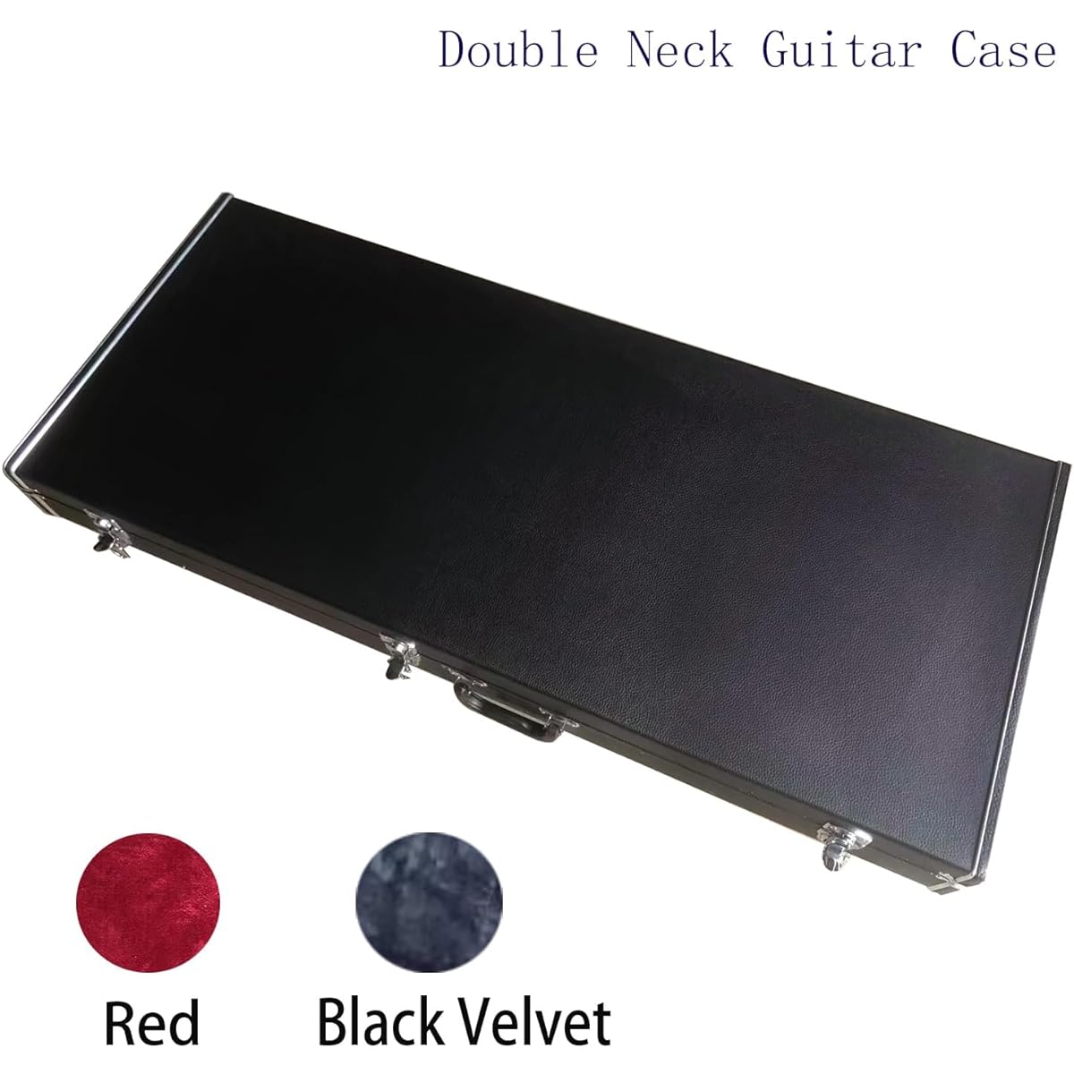 alljita Custom Double Neck Guitar Case Rectangular Guitar Hard Shell Case with Lock Latch Key Fits 1275 Double Neck Electric Guitar (Black Velvet)