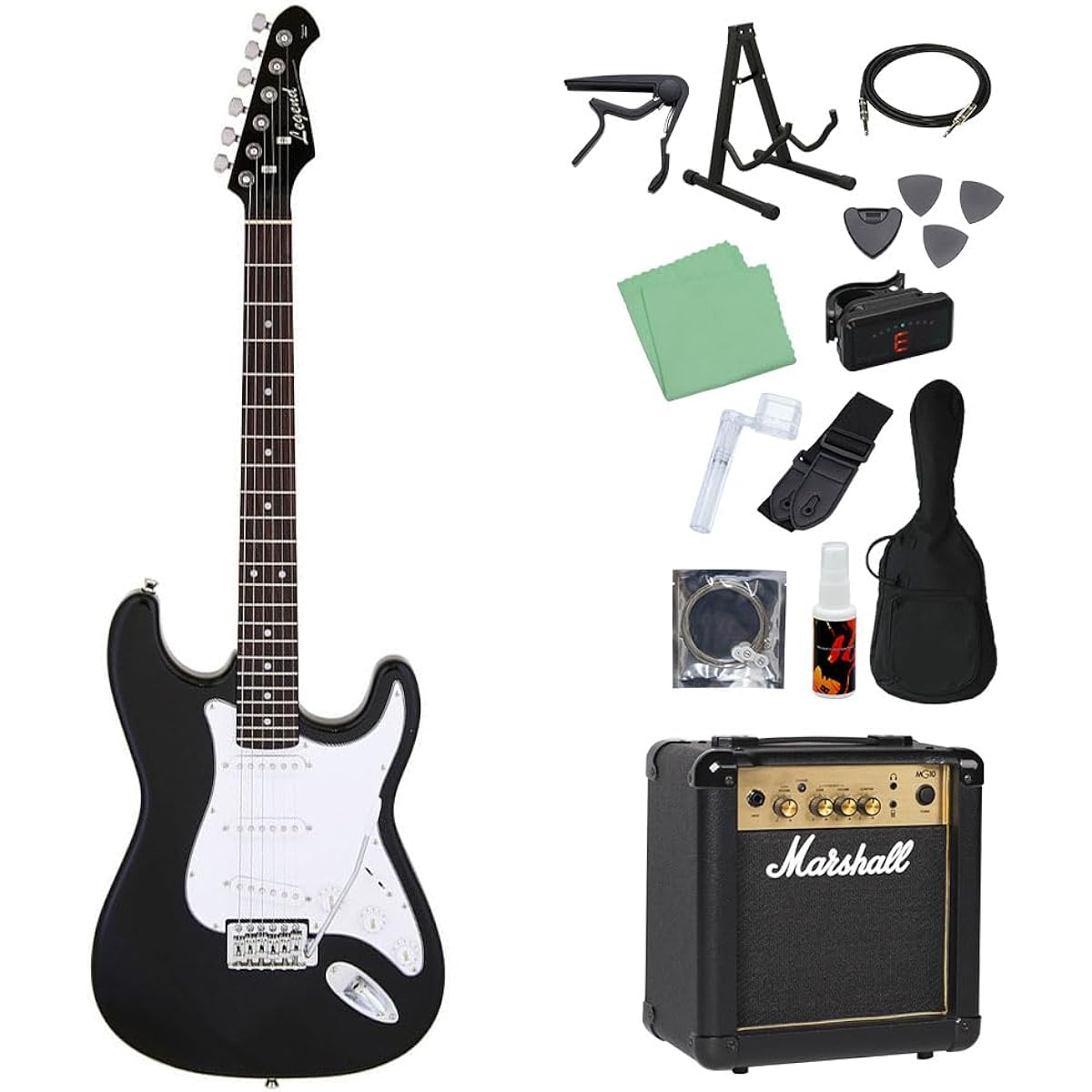 LEGEND LST-Z Electric Guitar Beginner 14-piece Set [With Marshall Amplifier] BKBK Stratocaster Type Legend