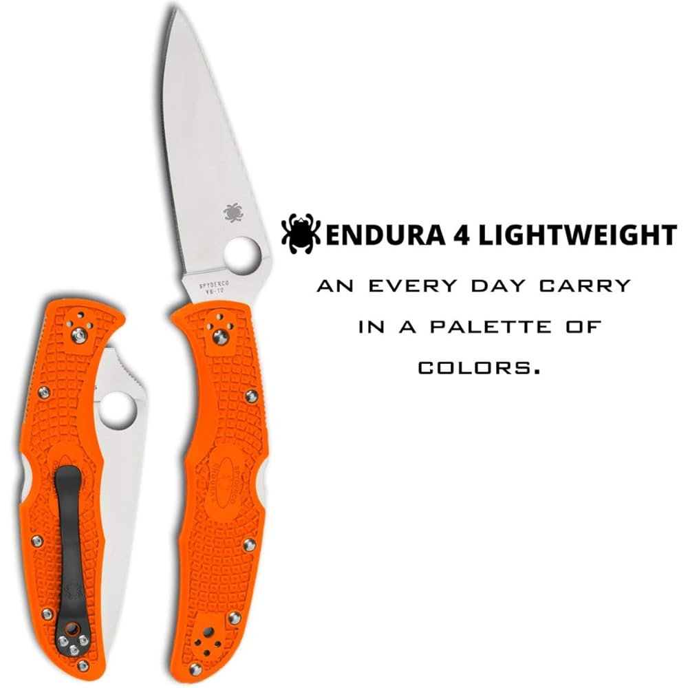 Spyderco Endura 4 Full Flat Blade Orange Straight Blade C10FPOR