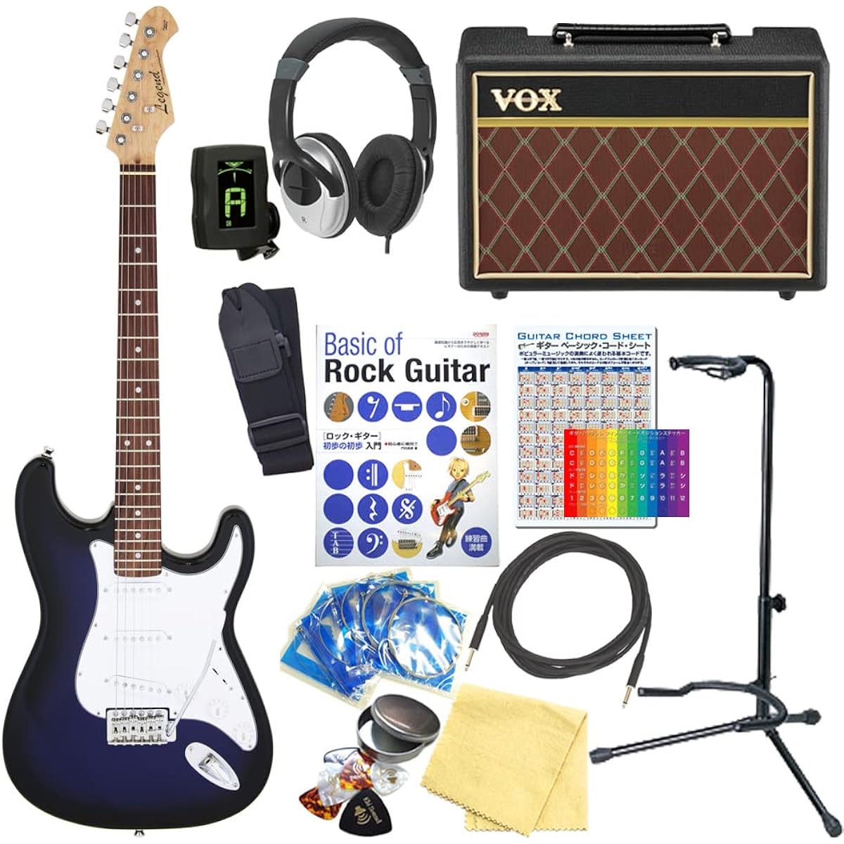 Electric guitar beginner set, Legend LST-Z/BBS 13-piece set with VOX amp