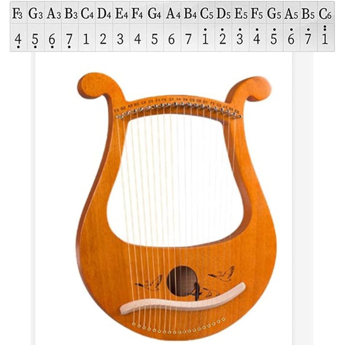 WowZza Harp, Violin 19 Strings, Unique 19 Strings, Engraved Phonetic Symbols, for Beginner Music Lovers and More.
