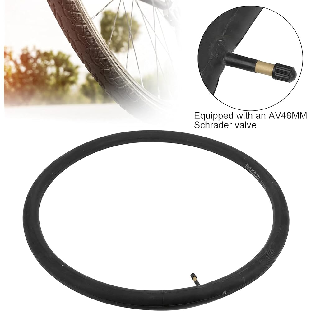 Bicycle Inner Tube, 26x1.95‑2.125 Bike Inner Tube AV48mm Schrader Valve Butyl Rubber Inner Tube for Most Road Bikes and Mountain Bikes