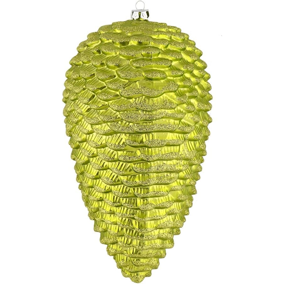 Vickerman 7" Lime Matte Glitter Pine Cone Christmas Ornaments in a Pack of 4