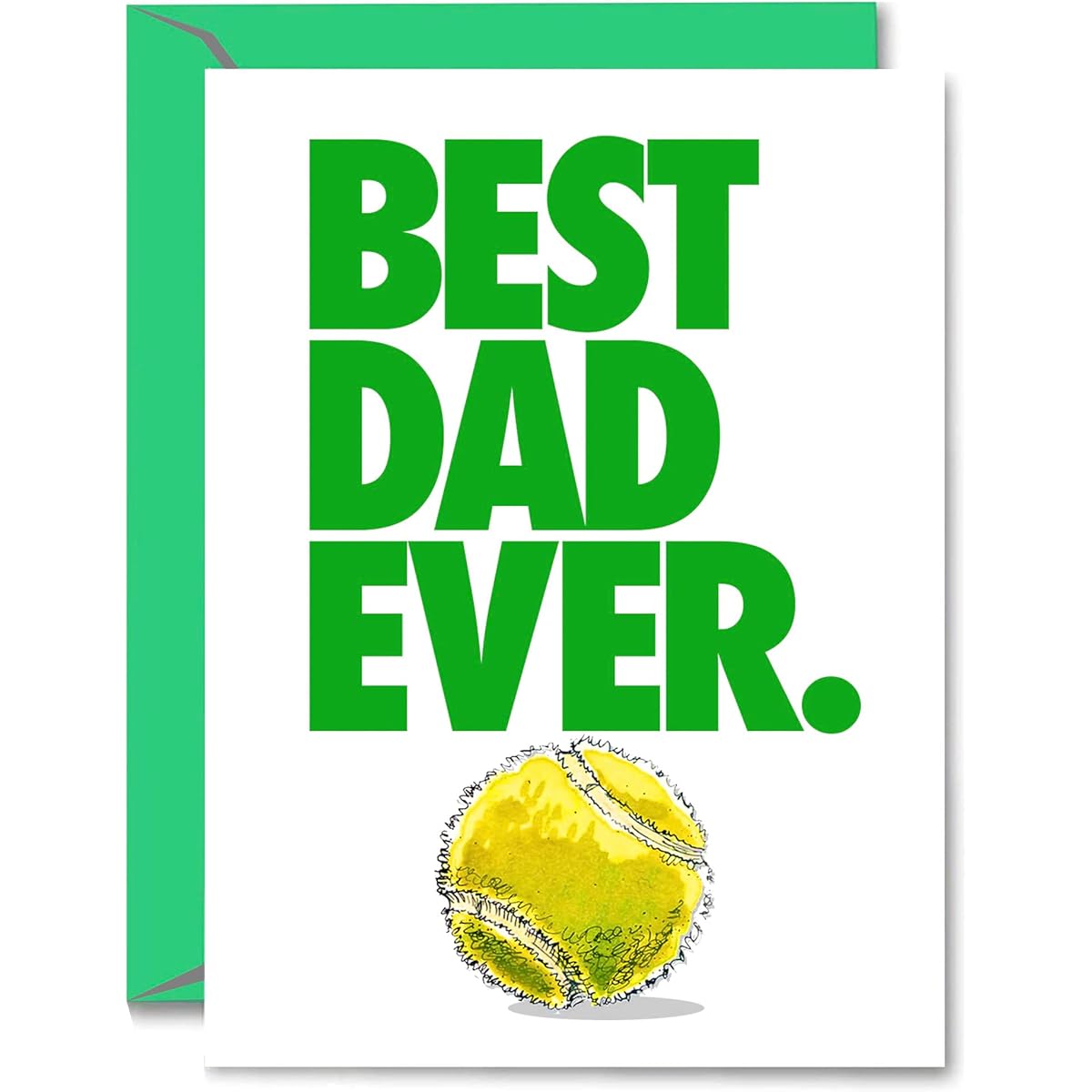 Play Strong Tennis Father's Day Cards BEST. DAD. EVER. 1 Pack (5x7) Illustrated Sports Father's Day Greeting Cards and Envelopes Gifts and Appreciation for Volleyball Dads - They'll Love It!