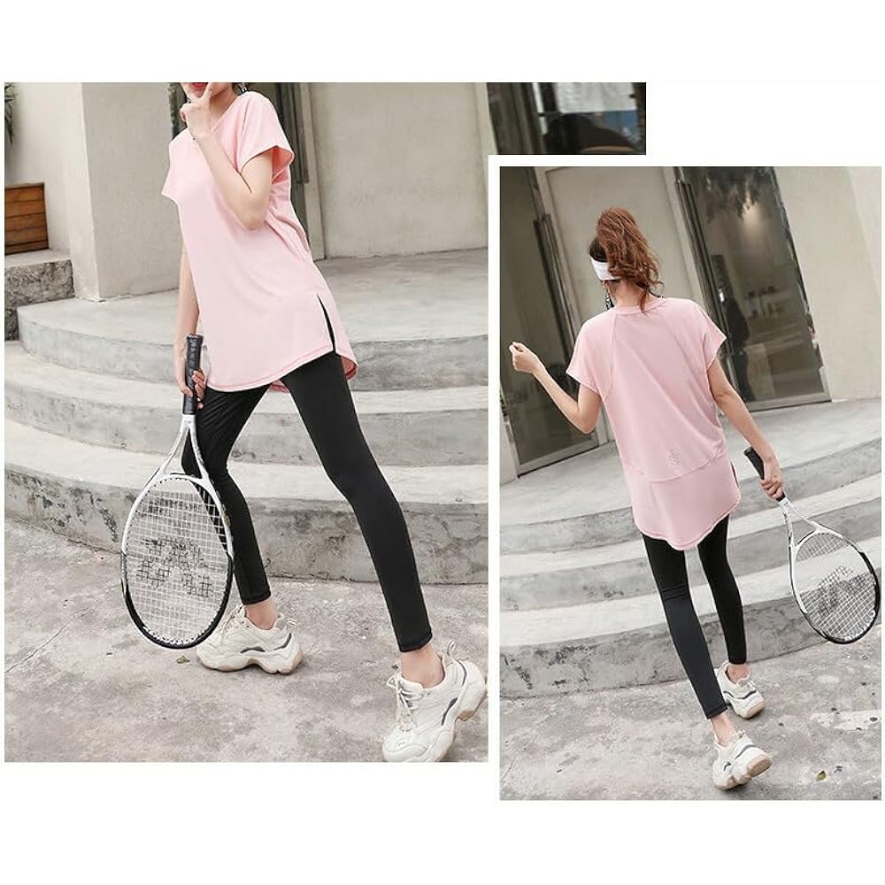 [DAYCLOSET] Yoga Wear Tops, Yoga T-Shirt, Women's, Short Sleeve, Body Covering, Quick Drying, Thin, Long Length, Stretchy, Loose yoga125