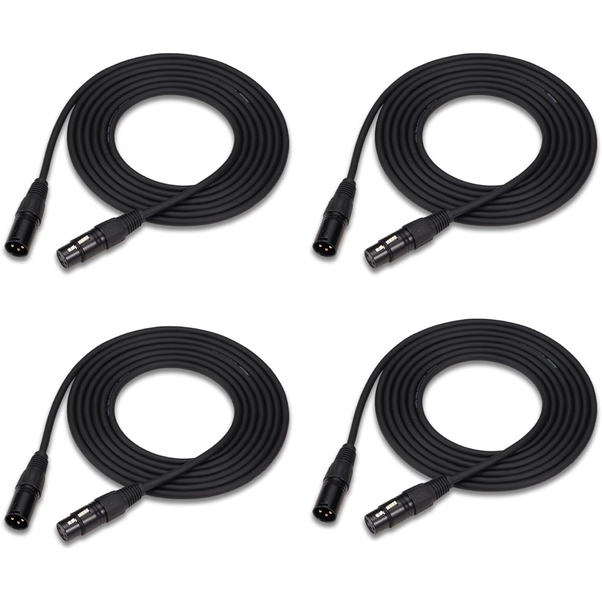 Jamesin DMX Light Cable 10ft XLR Microphone Cable Male to Female 3 Pin Balanced Shielded XLR Cable for DMX Stage Light Microphone Mixing Console Speaker System Stage Lighting (4 Pack)
