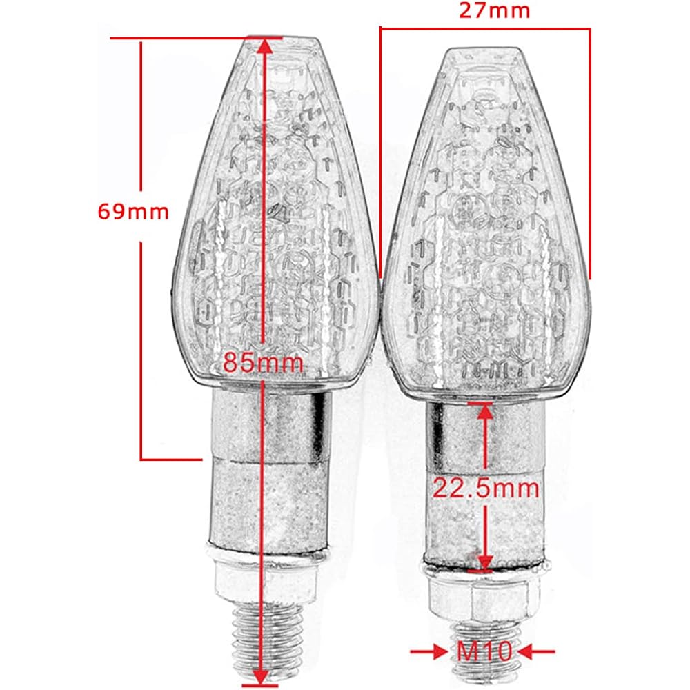 MOTLTECH Motorcycle Turn Signal 2 Pieces LED Rear Turn Signal Amber Turn Signal Universal Fit for Honda Shadow Suzuki Kawasaki Harley Yamaha