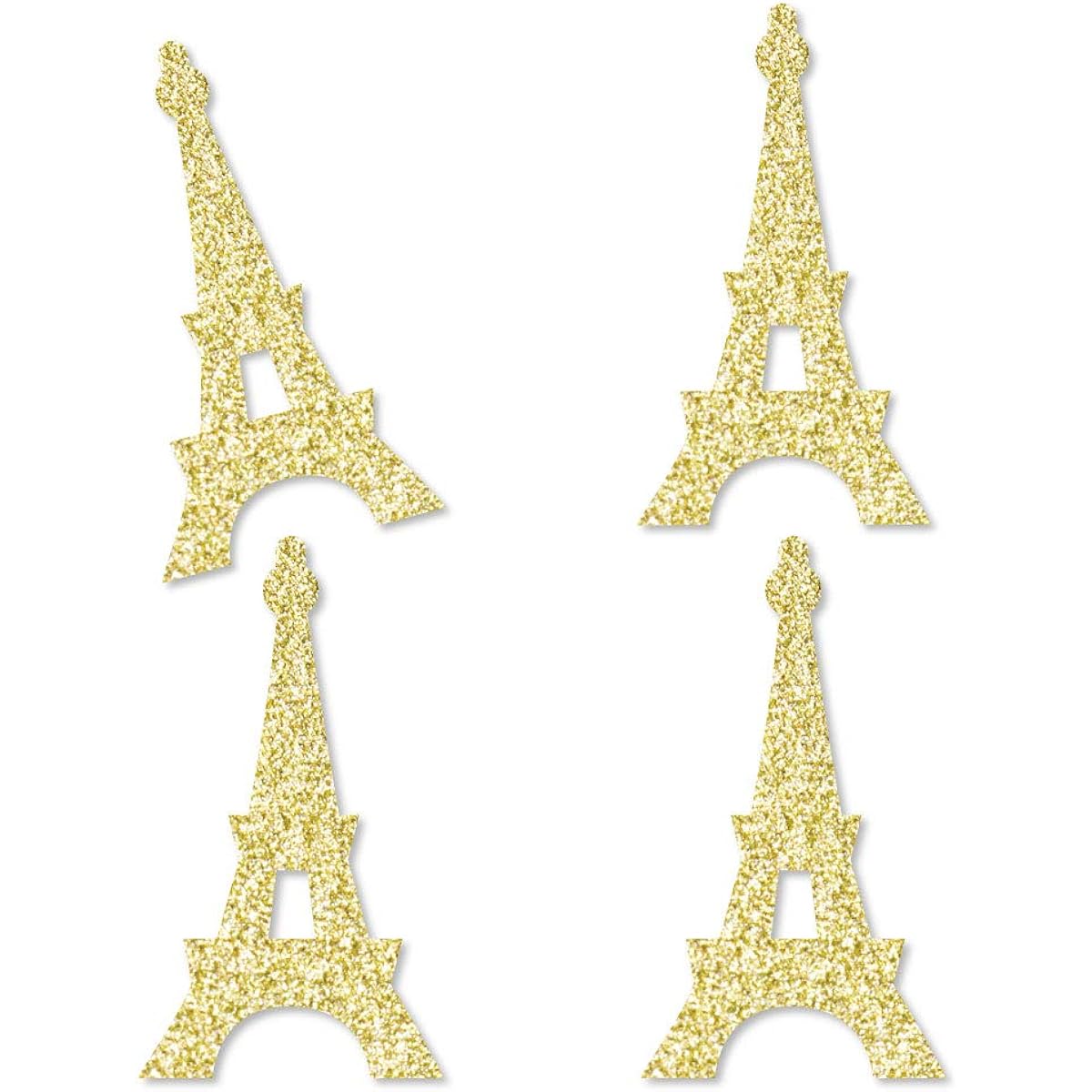 Gold Glitter Eiffel Tower - No Mess Real Gold Glitter Cutouts - Paris Themed Baby Shower or Birthday Party Confetti - Set of 24