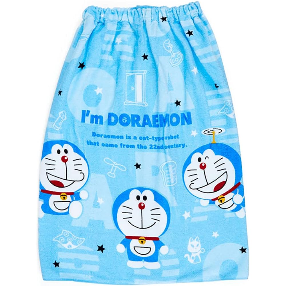 Sanrio Wrap Towel Pool Roll for Elementary School Children Blue 70cm Cotton Doraemon Sea Swimming Changing Clothes Girls Boys Character 812706 SANRIO