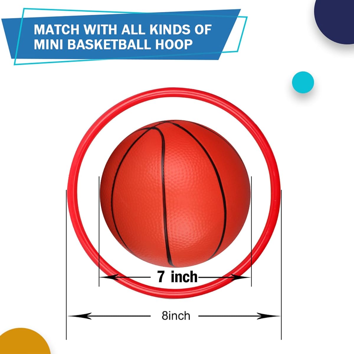 Umnodobn Mini Basketball for Indoor Mini Basketball Hoop 7 Inch Soft Rubber Replacement Basketball Toy for Kids Adults Pool Beach Ball Outdoor Inflatable Pool Beach Game
