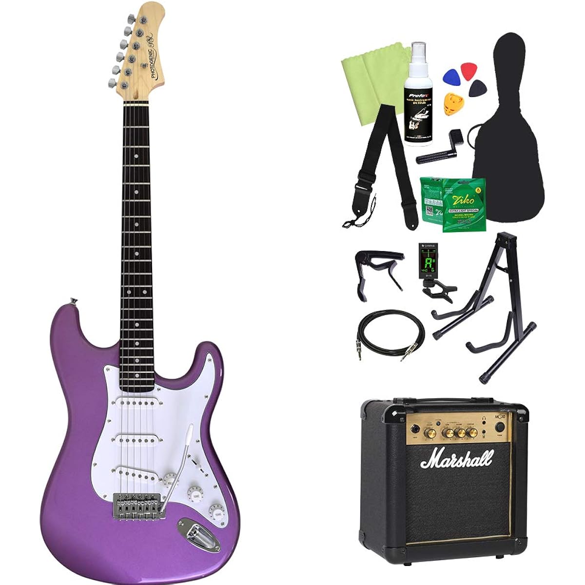 Photogenic ST-180 BGD Electric Guitar Beginner 14-piece Set [Includes MG10] Stratocaster Type Burgundy Photogenic