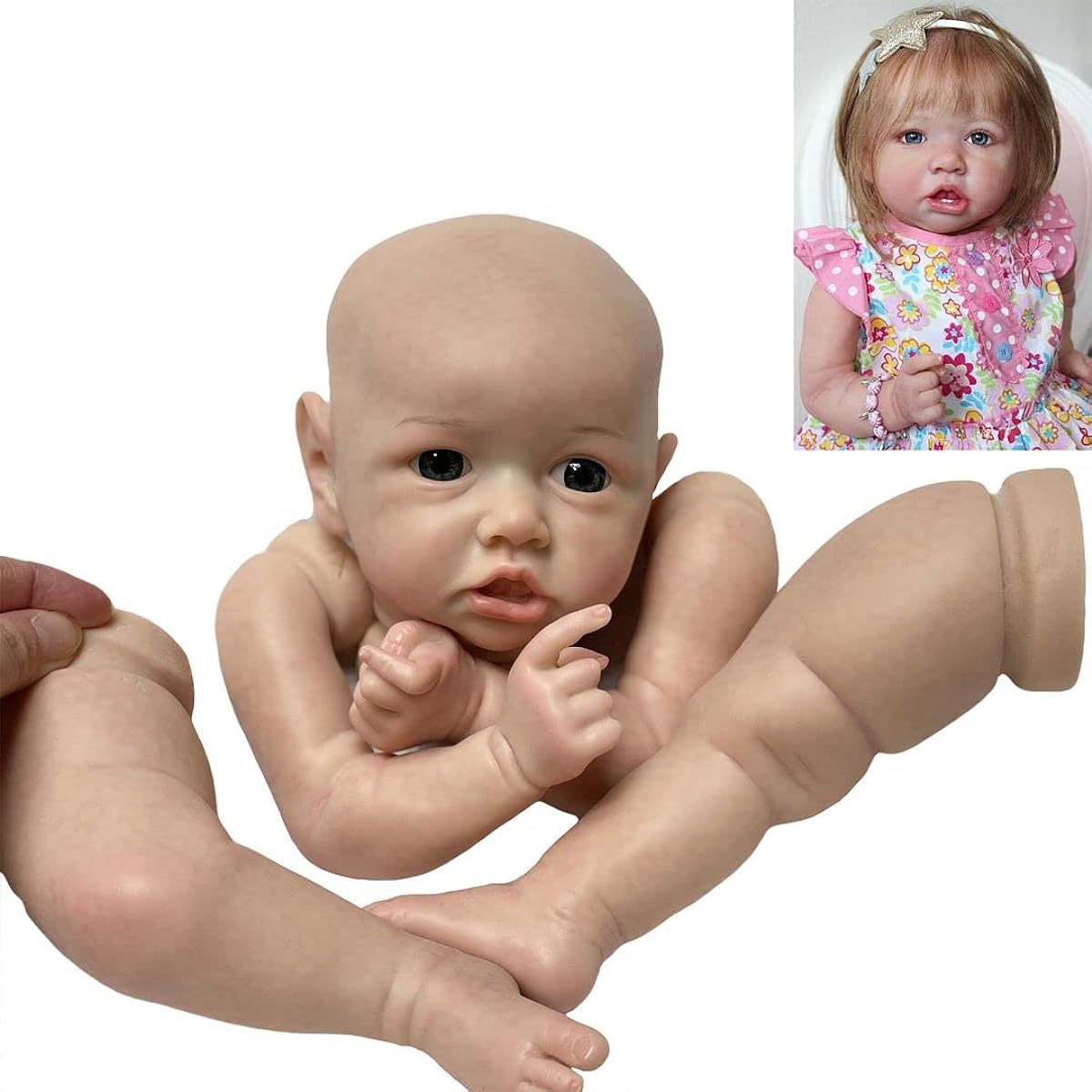 ACESTAR Reborn Baby Doll 18 - 20 Inch Alladi Painted Solid Silicone Newborn Baby DIY Doll Open Eyes