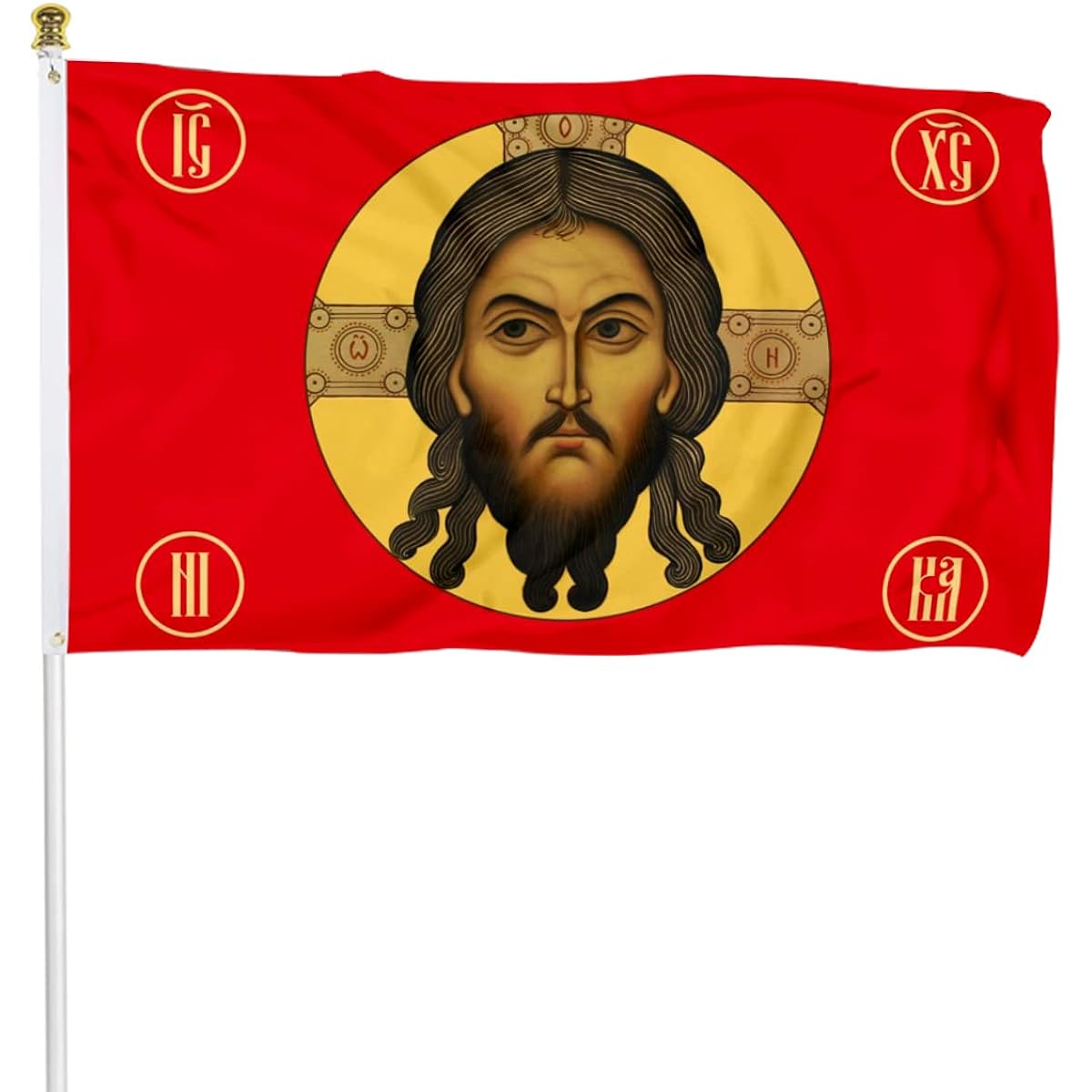 Fyon Jesus Imperial Gonfalon Christ Religion Faith Face Imperial Russian Flag Indoor Outdoor Banner (3x5ft)