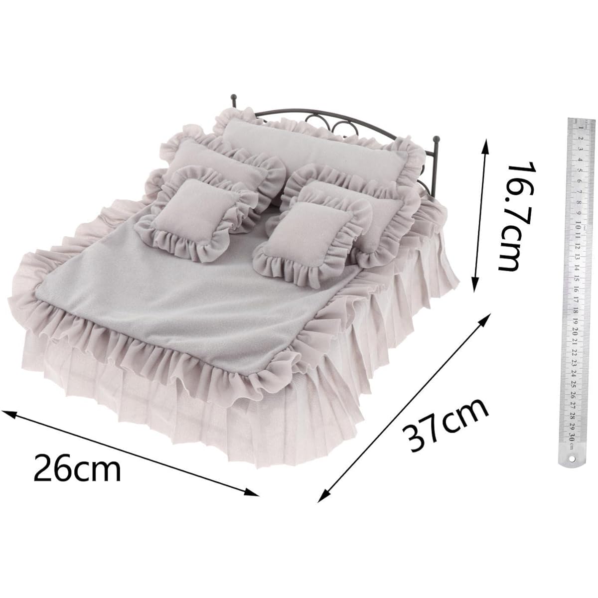 Milageto Miniature 1/6 Wrought Iron Bed Role Play Toy Decoration Furniture Model