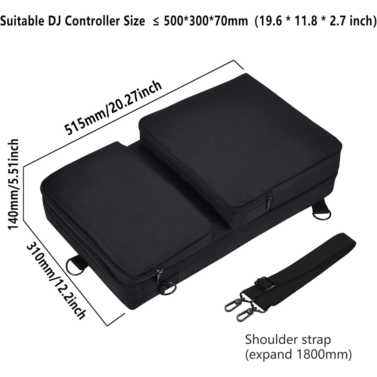 Hzycwgone Portable Soft Case Shoulder Bag Backpack For Pioneer DJ DDJ-FLX4/DDJ-400 DJ/DDJSB3 For Roland DJ-202 Hercules Inpulse 300 Native Instruments TRAKTOR Kontrol S2 DJ Controller etc.