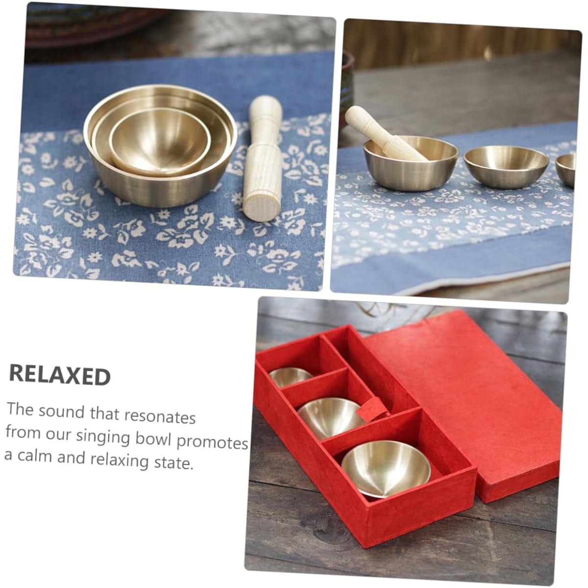 VICASKY Set of 2 Buddhist Music Bowls Tibetan Bowl Meditation Bowl Tuning Singing Bowl Mallet Fortune Cookie Chakra Singing Bowl Antique Singing