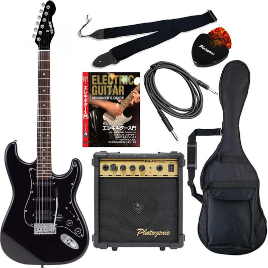SELDER Electric Guitar Stratocaster Type Sakura Musical Instrument Original STH-20/HBK Beginner's 7-Piece Set