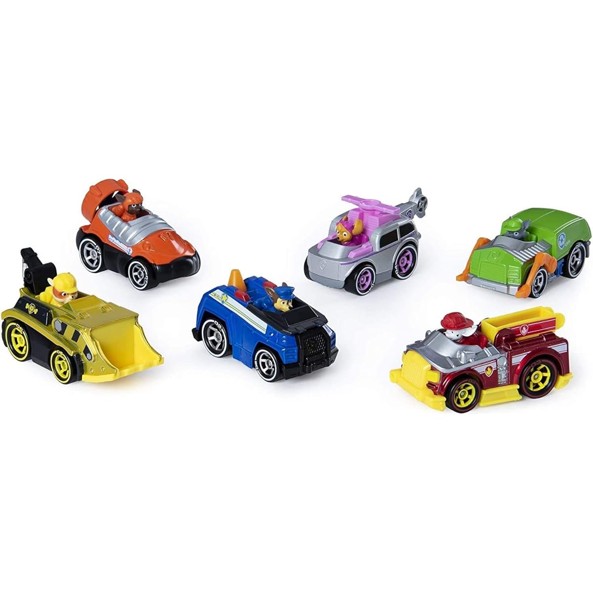 Paw Patrol Figure Toys Chase, Marshall, Skye, Rubble, Rocky, Zuma Vehicles 6 Pack [Parallel Import]