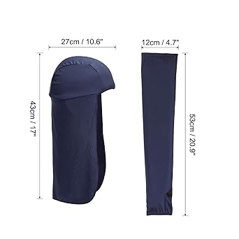 PATIKIL Helmet Sunshade Sunscreen 6 Pack Neck Shade Cooling Skull Cap Fishing Hat Cooling Arm Sleeves for Hiking Riding Blue