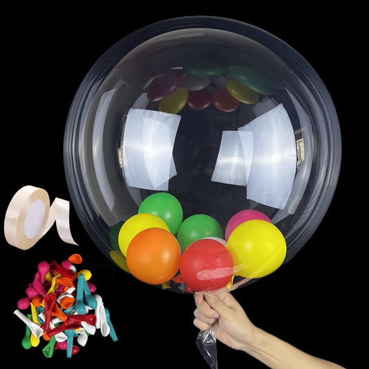 10pcs Clear Balloons Filler 24inch BOBO Balloons 70pcs Mini 5inch Colorful Latex Balloons for Birthday/Wedding/Party Decorations