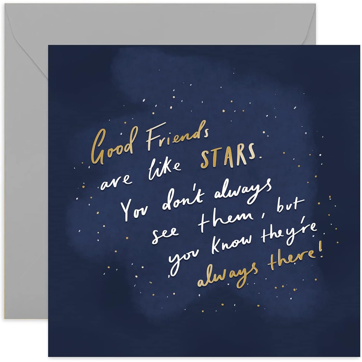 Old English Co. Good Friends Are Like Stars Cards - Special Gold Foil Birthday Friendship Cards for Men and Women | Gender Neutral | Blank Inside & Envelope Included