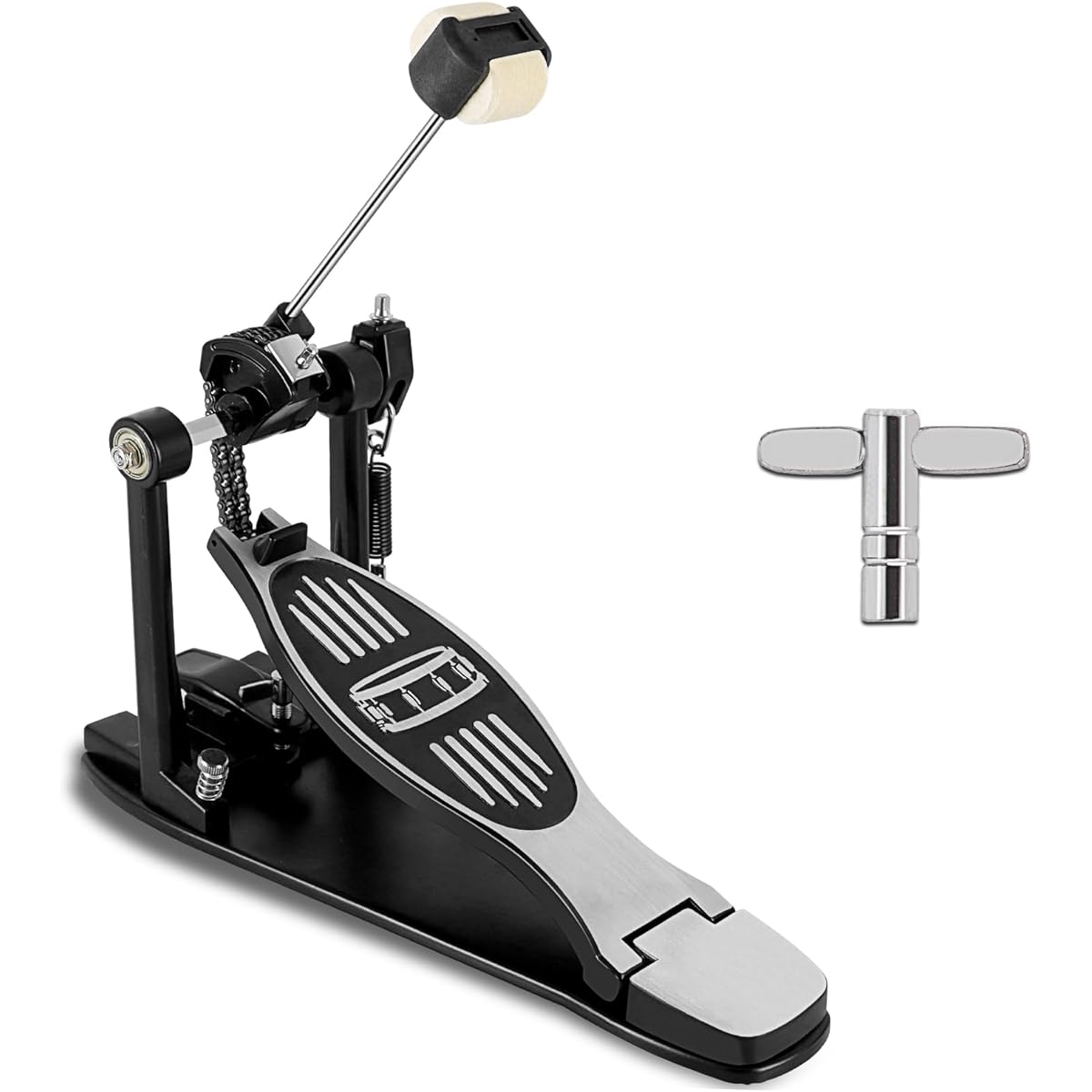 RANMING Double Bass Pedal Double Chain Drive Bass Drum Pedal Double Sided Beater Head Kick Bass Drum Pedal Anti-Slip Foot Plate Kick Pedal for Beginners/Pro Drummers