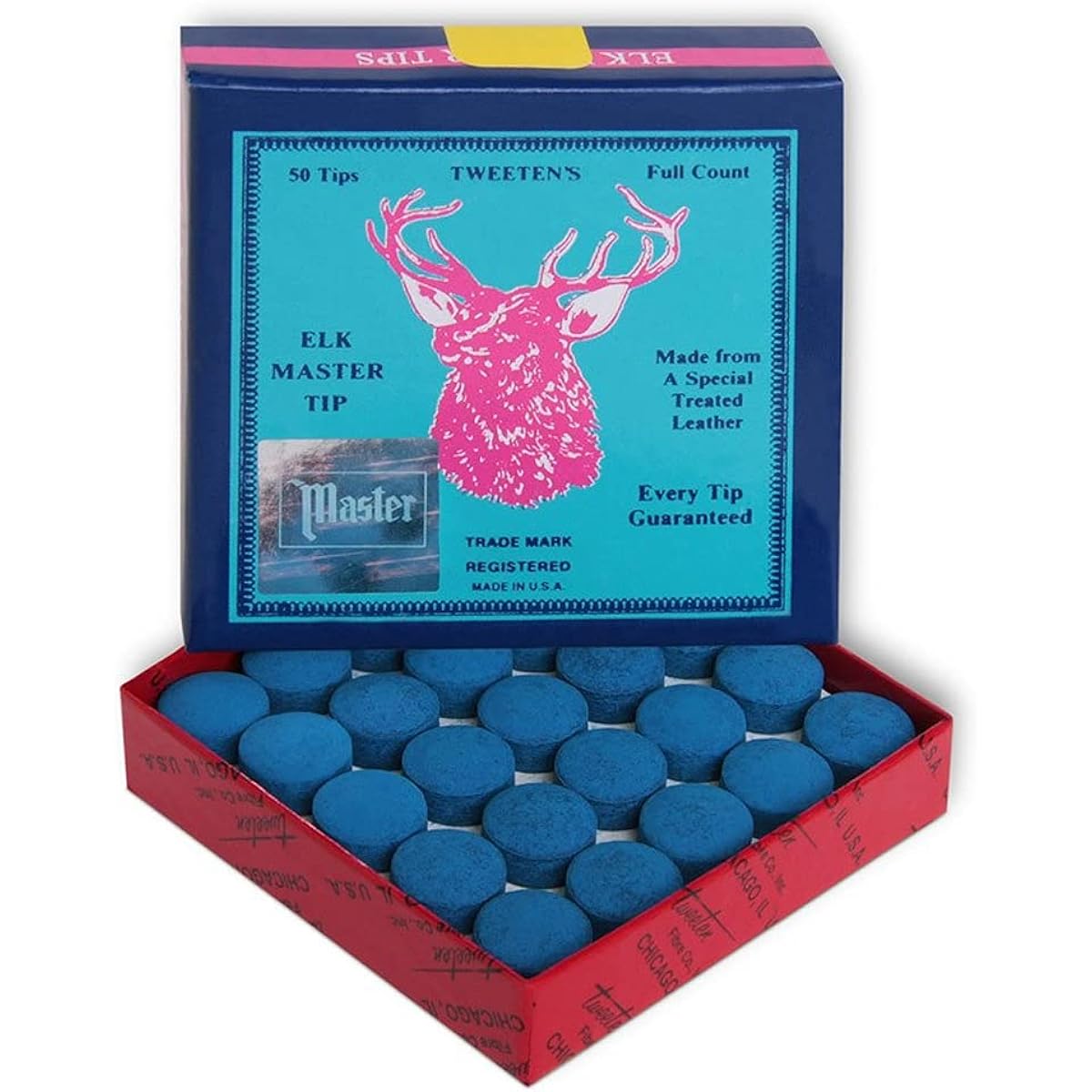 Tweeten Elk Master Billiard Pool Cue Tips - 1 Box - 50 Chips - Choose Your Size