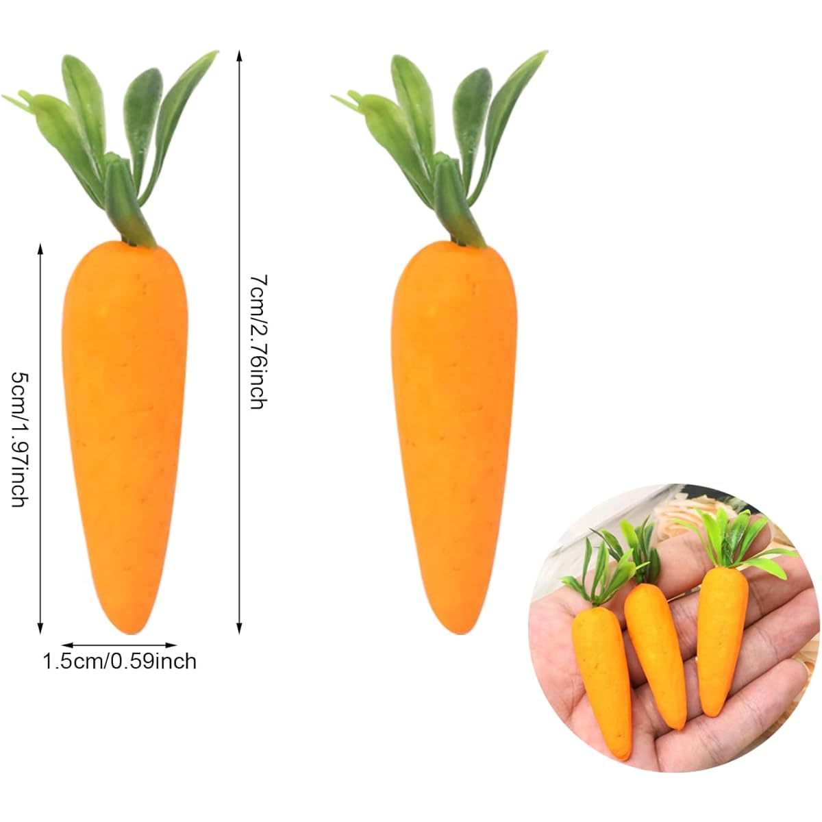 Honbay Realistic Mini Artificial Carrots Winter Snowman Nose Ornament Realistic Carrots Fake Vegetables Simulated Vegetable Model Props 24 Pieces