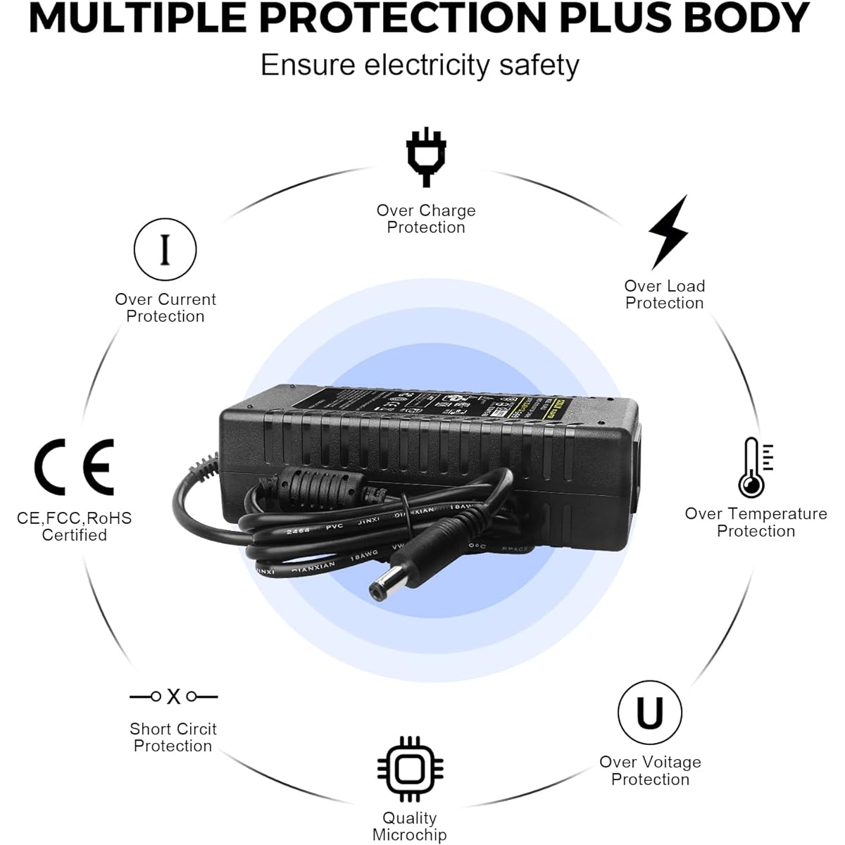 LeTaoXing 48V 3A Power Supply AC to DC 48V 144W Power Adapter AC 100V to 240V Transformer 48V/3A 5.5mm x 2.5mm Output Jack for PoE Switch/PoE Injector Security Equipment
