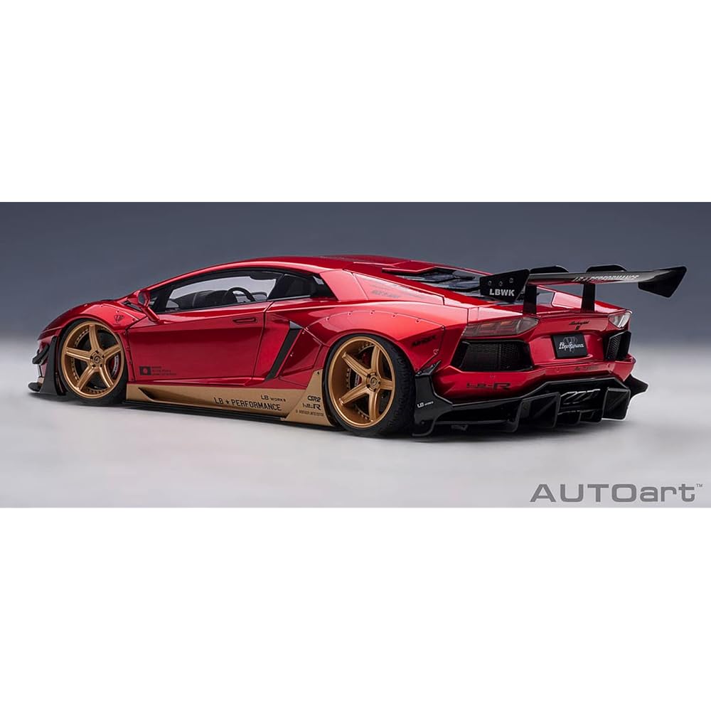 AUTOart 1/18 Liberty Walk LB-WORKS Lamborghini Aventador Limited Edition Hyper Red/Gold Accent Finished Product 79182
