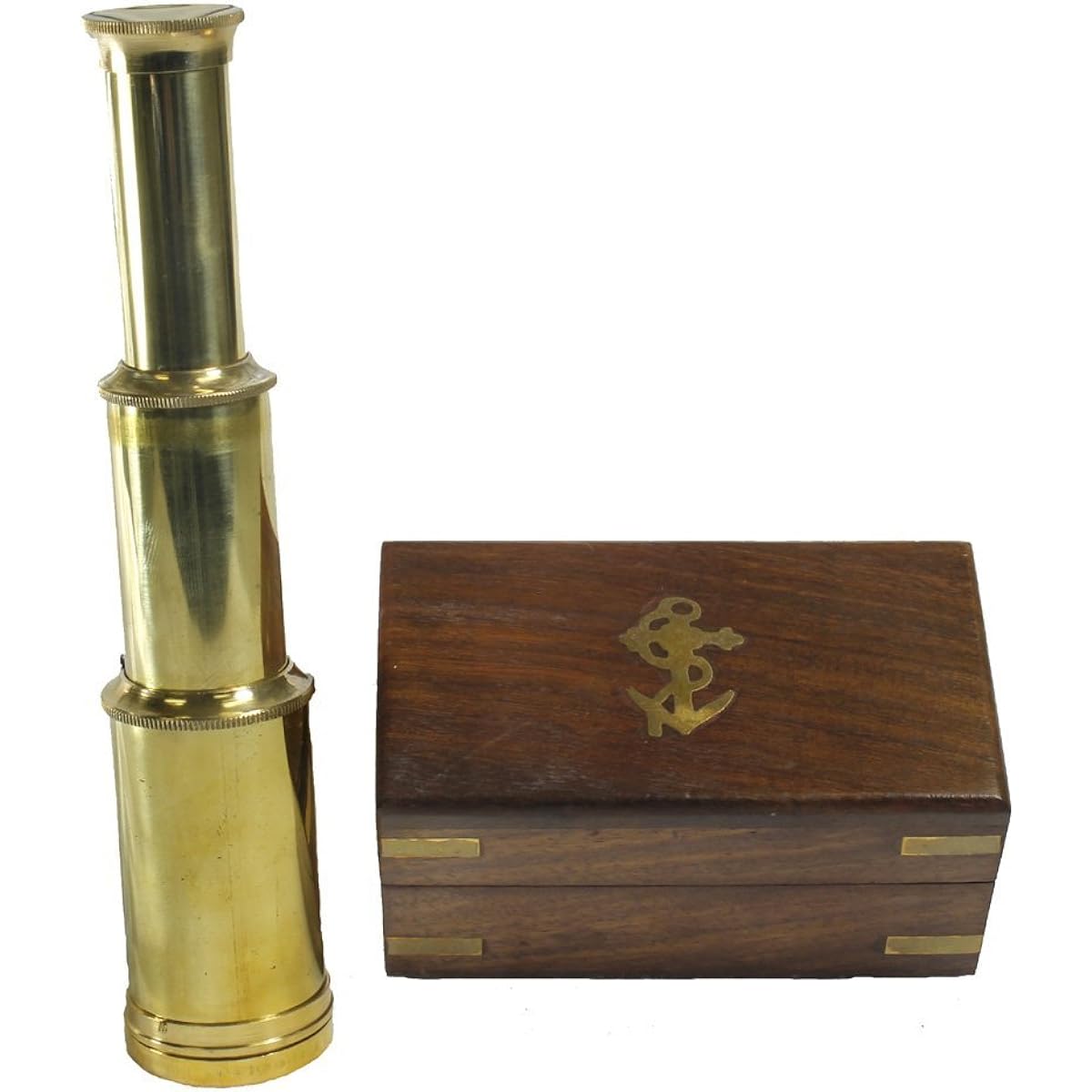 (1 Pack) - 15cm Bright Brass Pirate Telescope - Handheld - Nautical Box