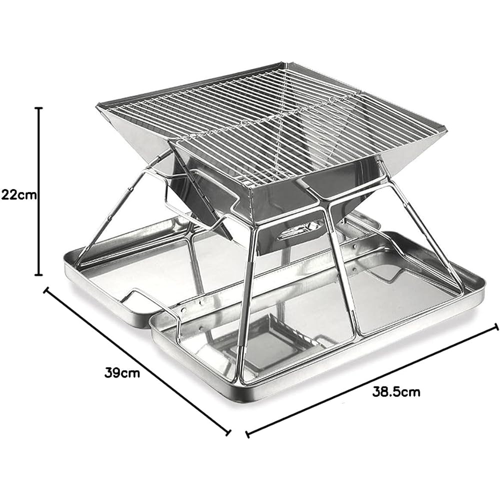 CARBABY Barbecue Stove Bonfire Stand with Storage Case Made of Stainless Steel for 2-4 People Outdoor Camping