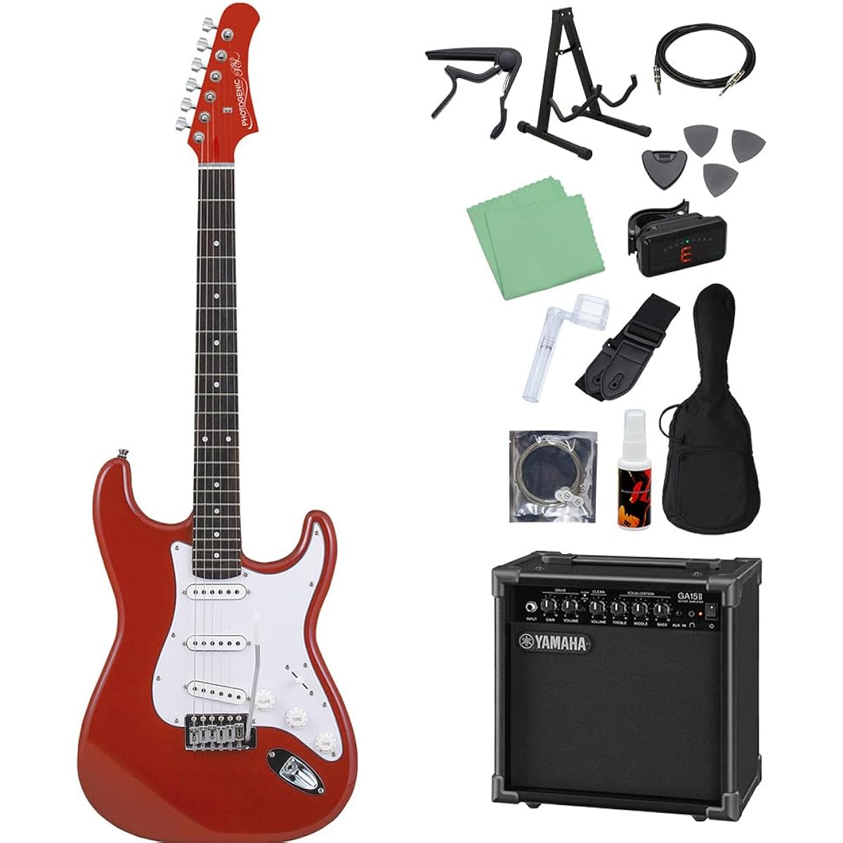 Photogenic ST-180 MRD Electric Guitar Beginner 14-piece Set [Includes GA15II] Stratocaster Type Photogenic