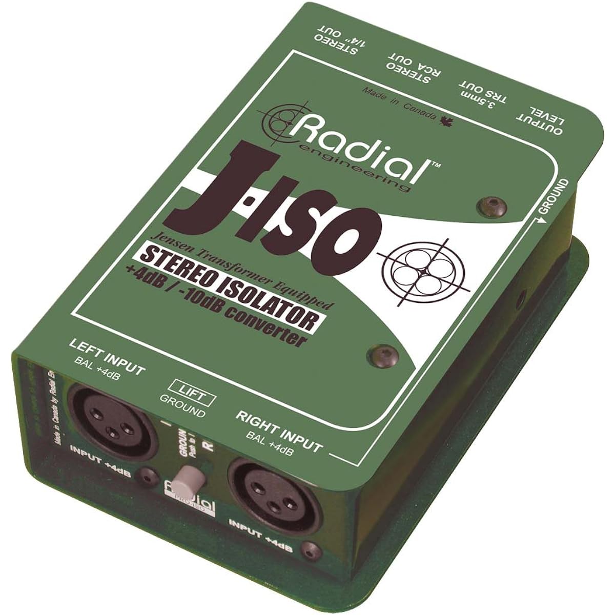 Radial Balanced +4dB to Unbalanced -10dB Line Level Signal Converter J-ISO [Domestic regular import product]