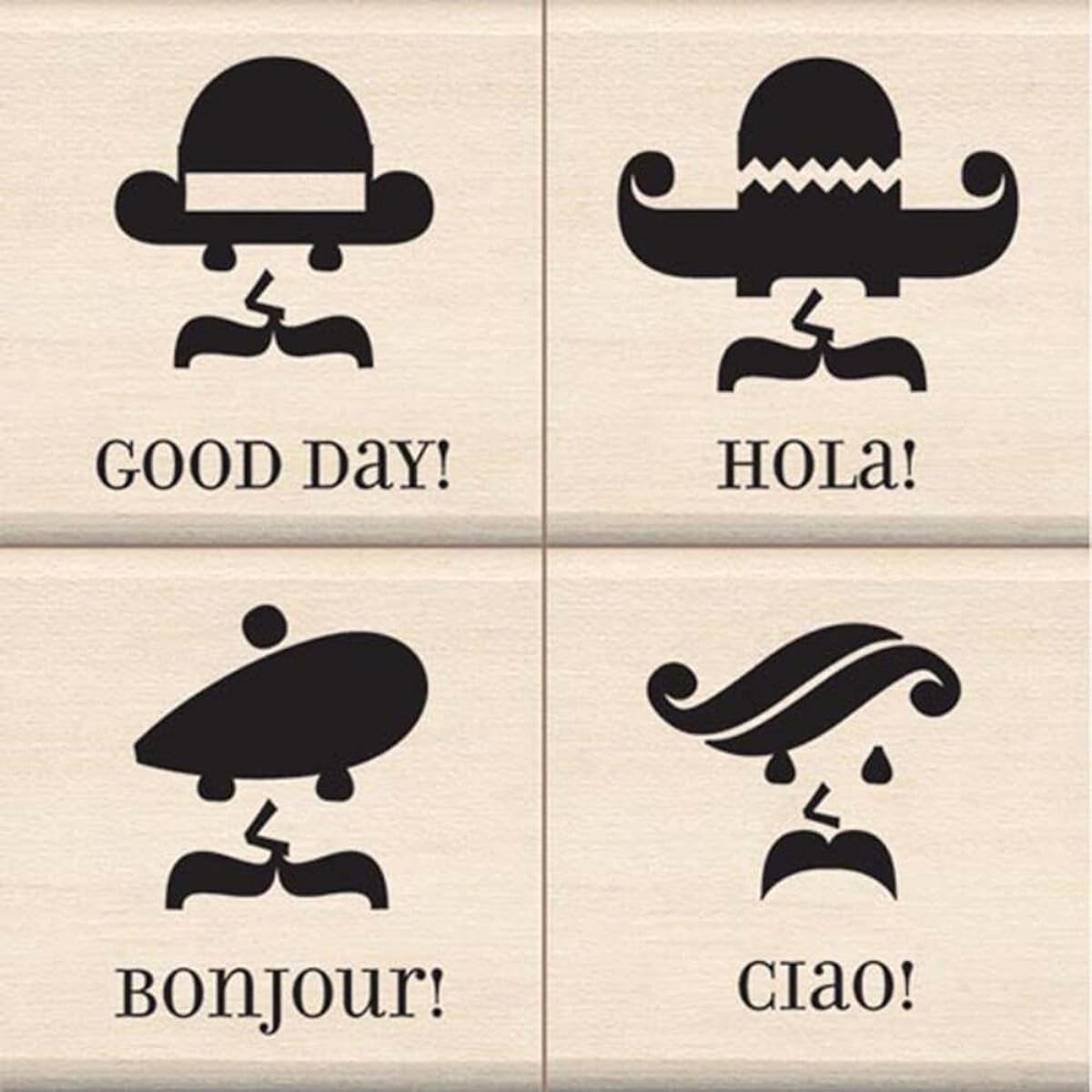 Inkadinkado Mount Stamp Set of 4 3" x 3"-Hello