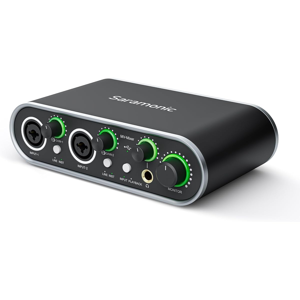 Saramonic MV-Mixer Dual Channel XLR Audio Interface Mixer Mac PC Recording Studio Singer Musician Podcaster Guitar Sound Equipment Real-time Playback Monitoring Music Production Software